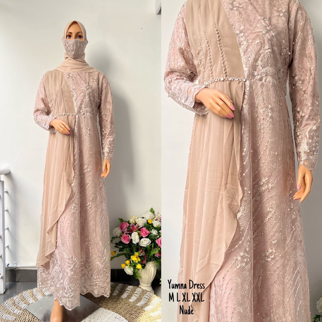 Gamis Yumna Dress Payet Slendang Premium || [COD] Bayar di Tempat || Gamis Wisuda Remaja Terbaru || Terlaris Gamis Pesta Tille Tuton Premium || Gamis Seragam Pesta Modern 2022