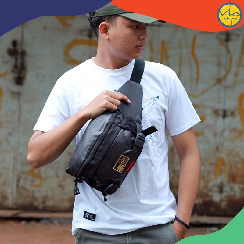 Tas Selempang Pinggang Pria Cowok Elbrus Original Slingbag Waistbag Tas Simple Ukuran Size Sedang