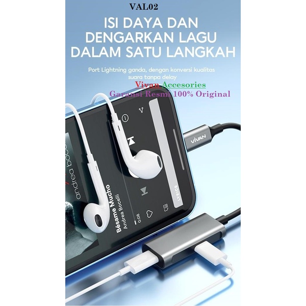 Vivan VAL02 Audio Converter Adapter Lightning To 2 Lightning F