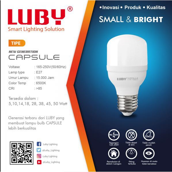 Lampu LED Putih 14 Watt Bohlam Capsule Luby New Generation Samsung Inside SNI Original