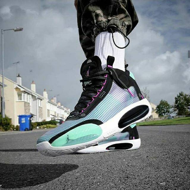 Sepatu Nike Jordan 34 Green Blue VoidBlack White Hijau Hitam Putih Premium original sneakers