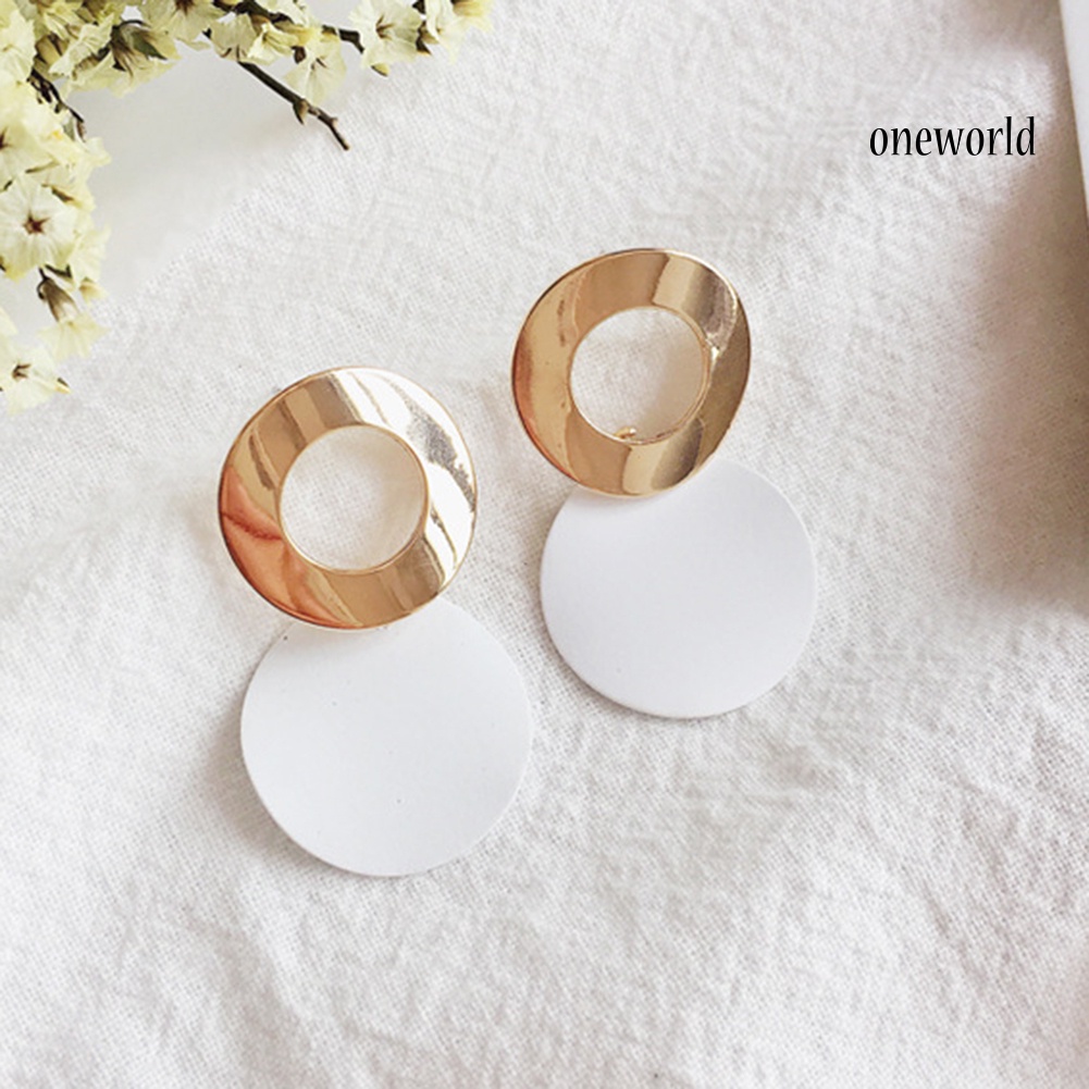 OW@ Party Women's Simple Hollow Out Round Drop Dangle Stud Earrings Jewelry Gift