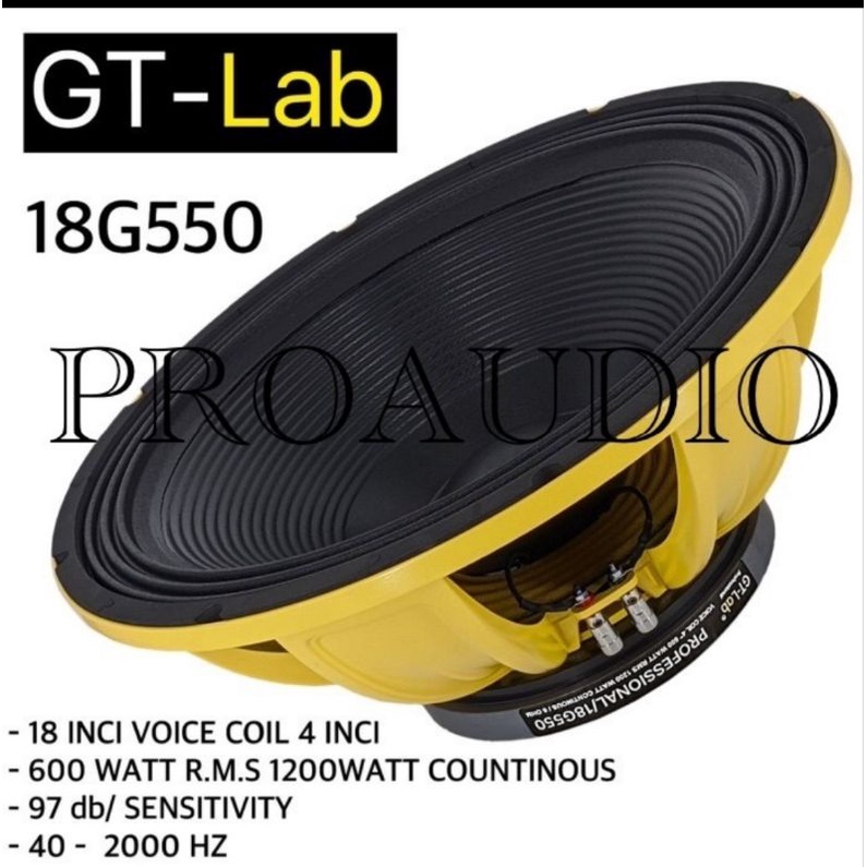 SPEAKER KOMPONEN GTLAB 18G550 BY RDW 18 INCH GT LAB 18 G550 18G 550