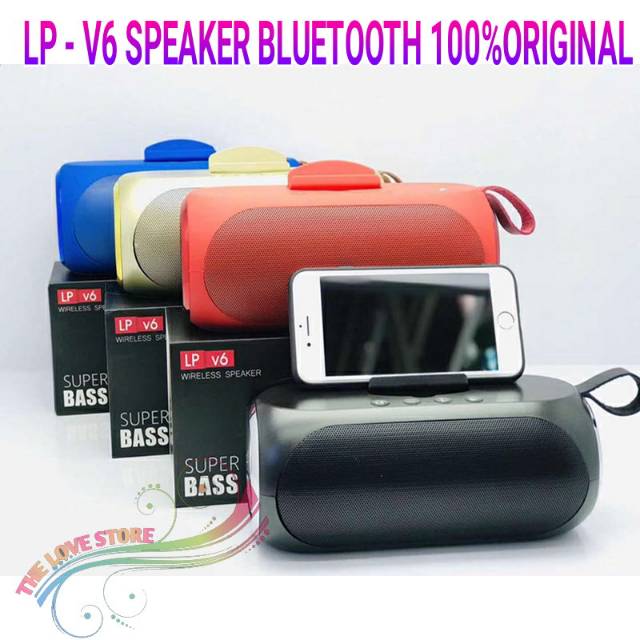 Speaker Bluetooth Portable Lp V6 Original Produk Subwoofer Portable Audio Aux Usb Tf Fm Extra Bass Shopee Indonesia