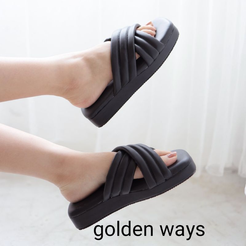 Jual Sendal Wanita Busa Silang Platfrorm Golden Ways Shopee Indonesia