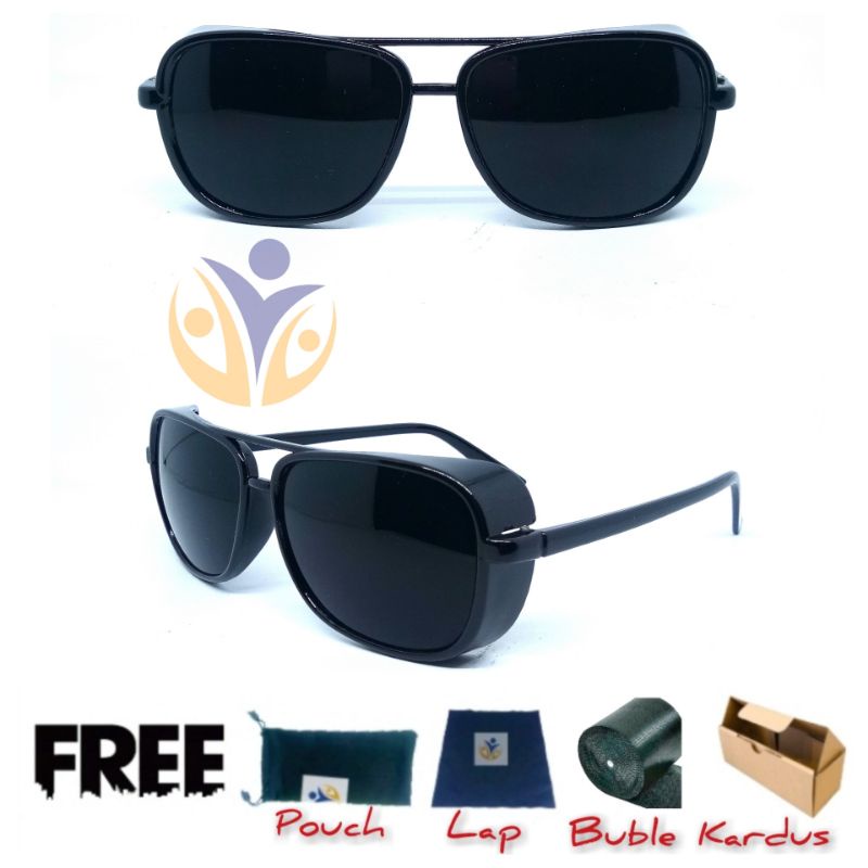 Kacamata hitam punk safety retro aviator