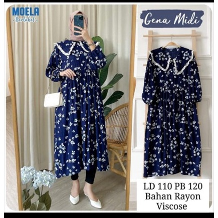 Midi dress/ midi dress rayon/ midi dress jumbo/ midi dress muslim / Dress muslimah / midi dress ld 120cm / dress jumbo/ midi dres/ dress rayon-MIDI GENA RENDA