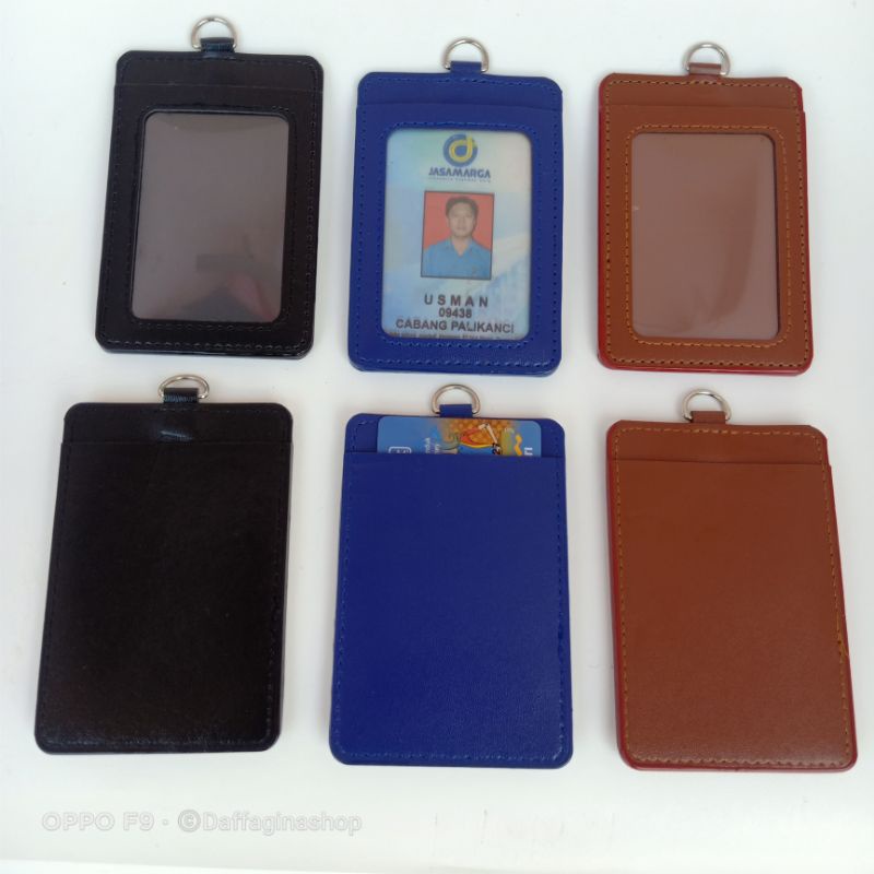 

Holder Case Tempat Id Card Kartu Pengenal dua slot Dua Kartu Kulit Sintetis