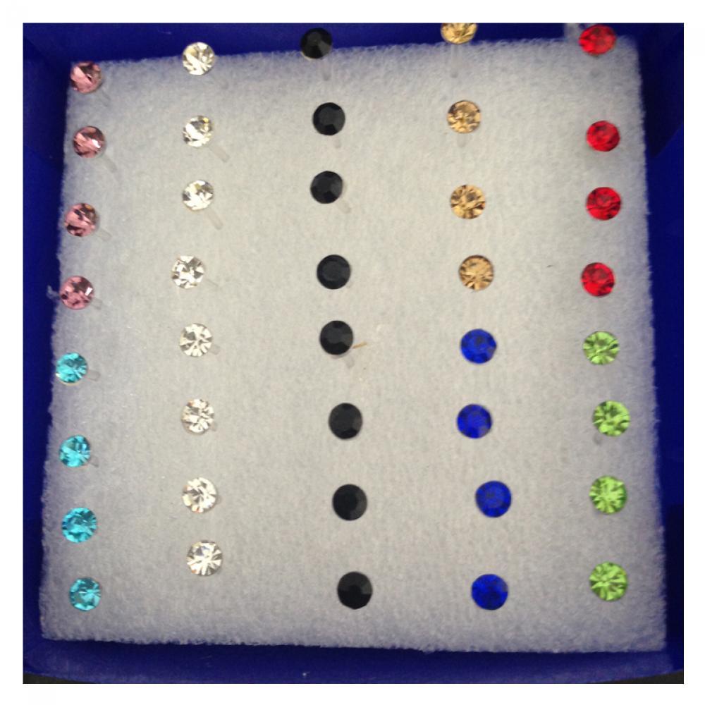 Solighter 20pasang/40pcs Ear studs Pin Earring Kristal Bening Kristal Warna-Warni