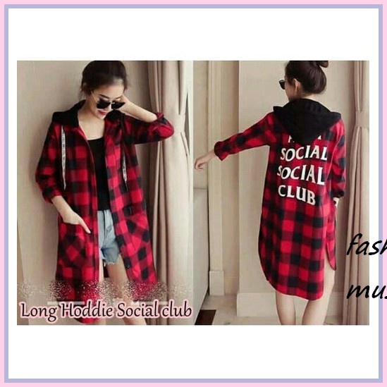 Jaket Parka Wanita Polos / Jaket Casual Wanita / Jaket Parasut Wanita [Long Hoodie Social Red Ro]Hoo