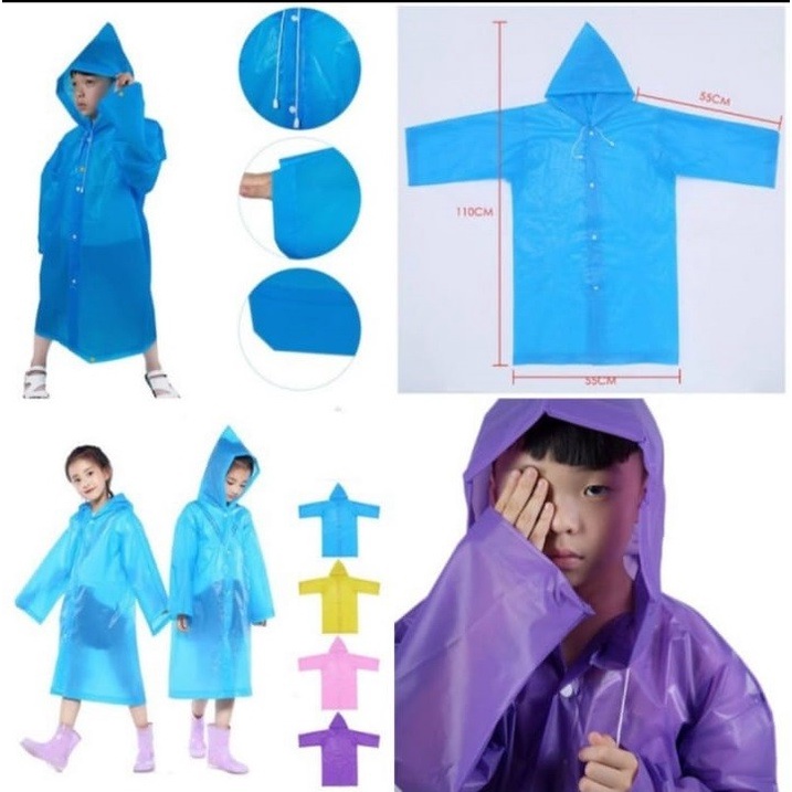 Jas hujan Anak Eva TC01 Ponco Polos Best Raincoat