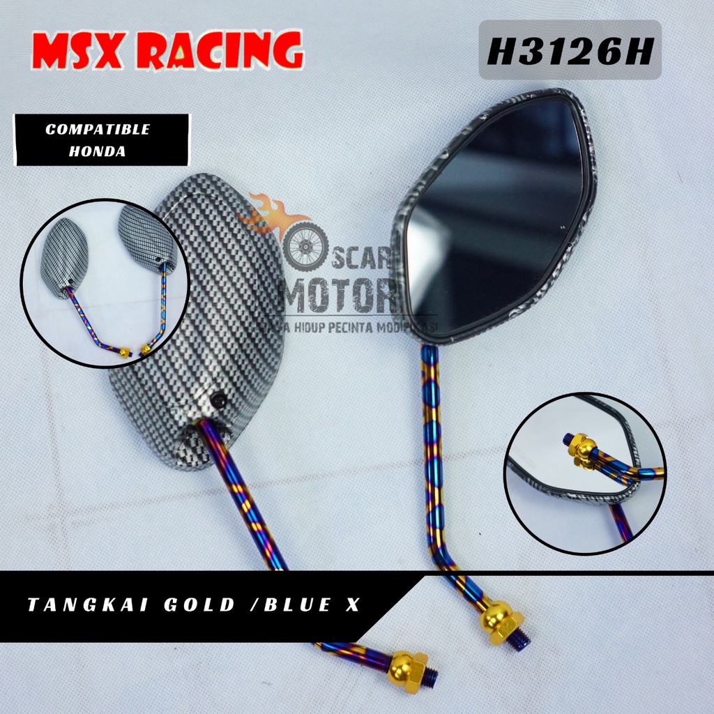 Spion Beat Honda Y Tangkai Panjang Chrome Twotone Blue X   By Mega_Racing