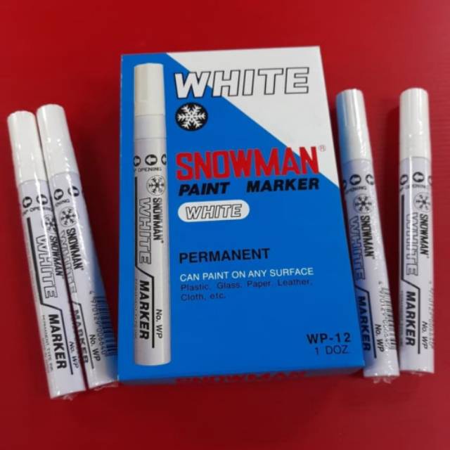 Spidol Putih Permanent Paint Marker White Snowman Permanen Spidol cat putih