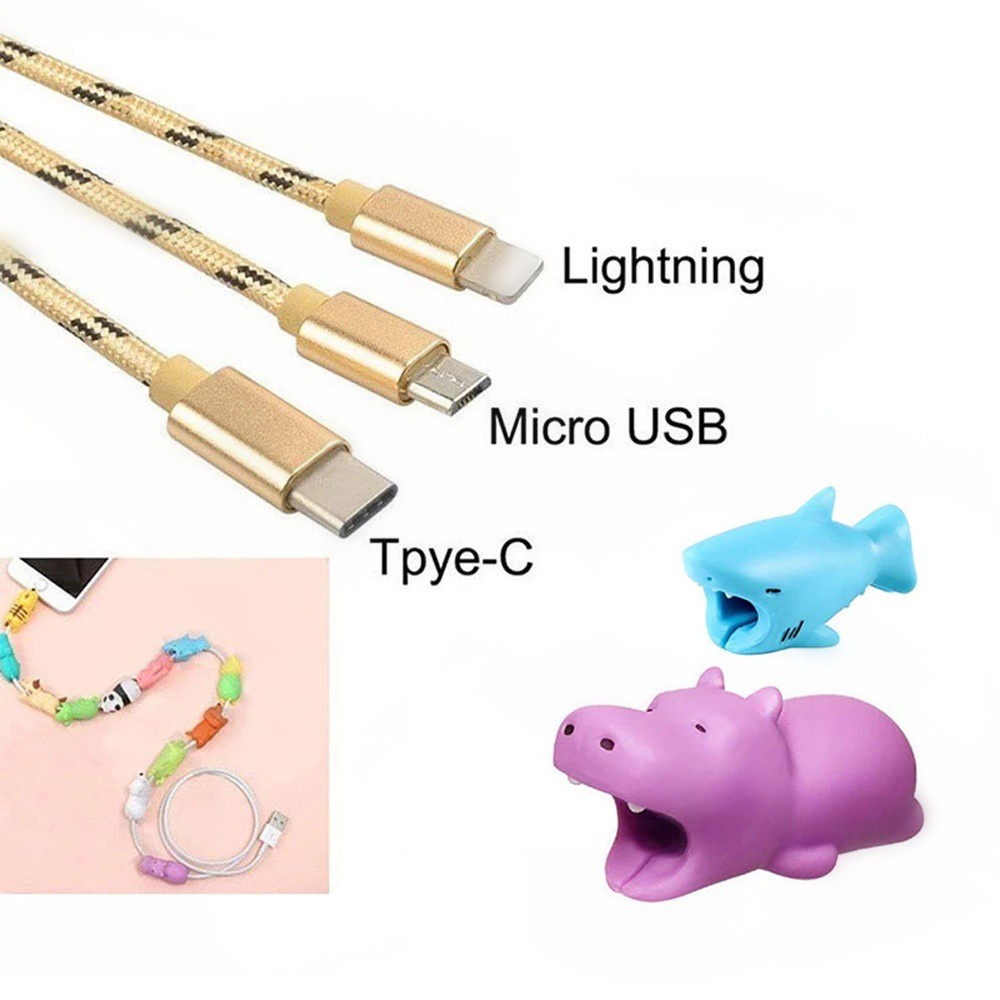 Lanfy Pelindung Kabel Data / Charger / Earphone Bentuk Kartun Hewan Lucu