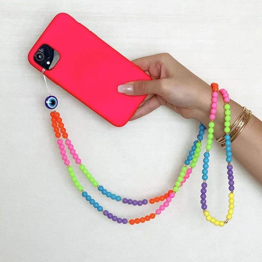 Agustina Lanyard Ponsel Untuk Wanita Buatan Tangan Perhiasan Telepon Pesona Evil Eye Acrylic Beads Phone Pendant