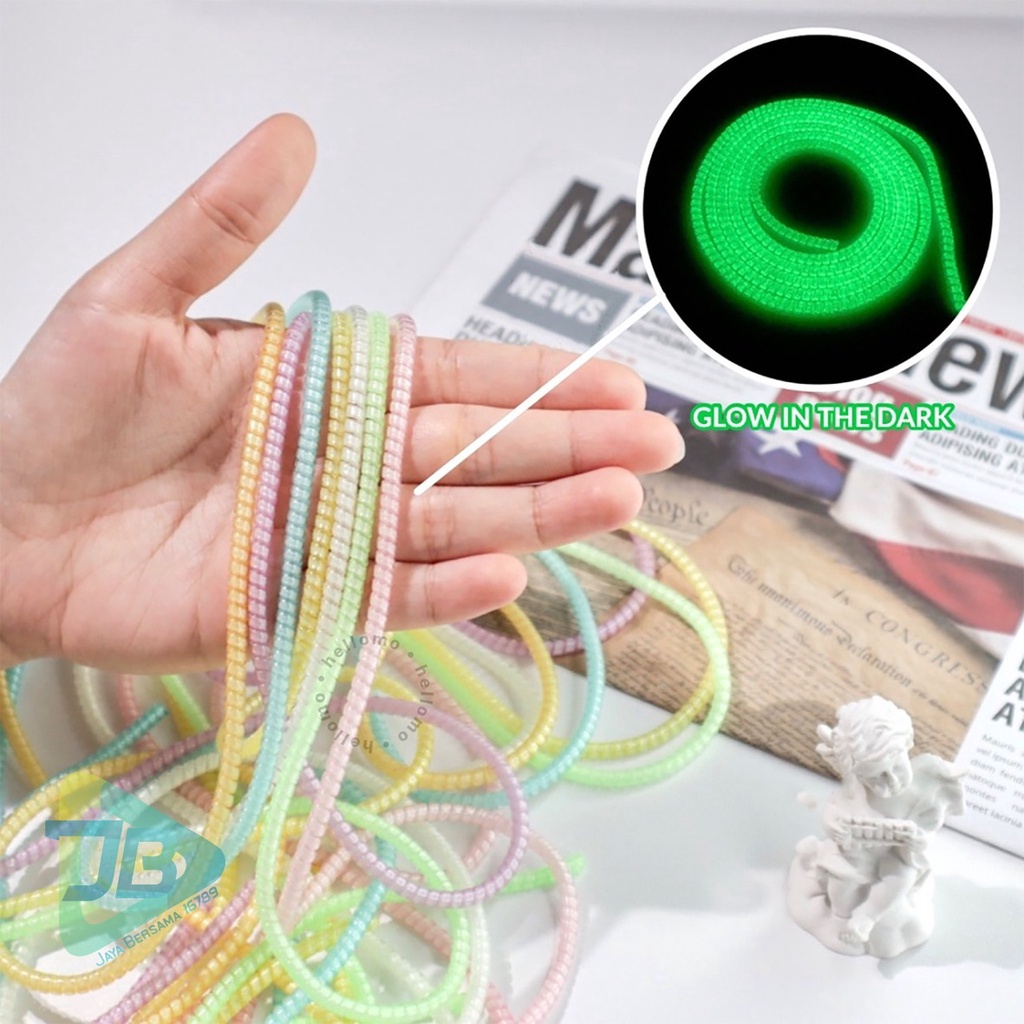 pelindung kabel Pelilit Kabel Hp Spiral Penggulung Cable Charger Casan hf handsfree glow in the dark bisa menyala JB5532