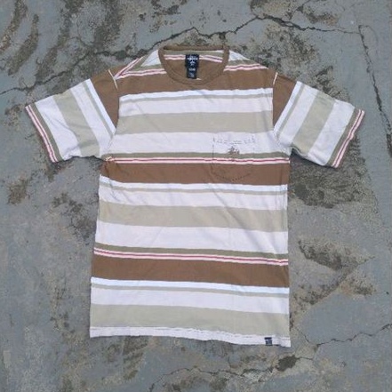 Kaos Tshirt Stussy Stripe Salur Pocket Vintage Second