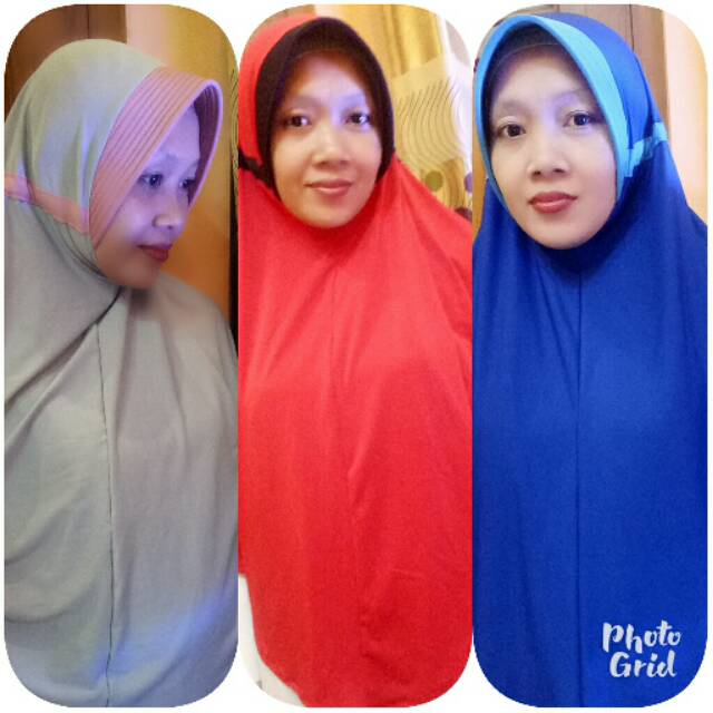 Jilbab serut jokowi kombinasi 2 warna size XL  Matt jersey