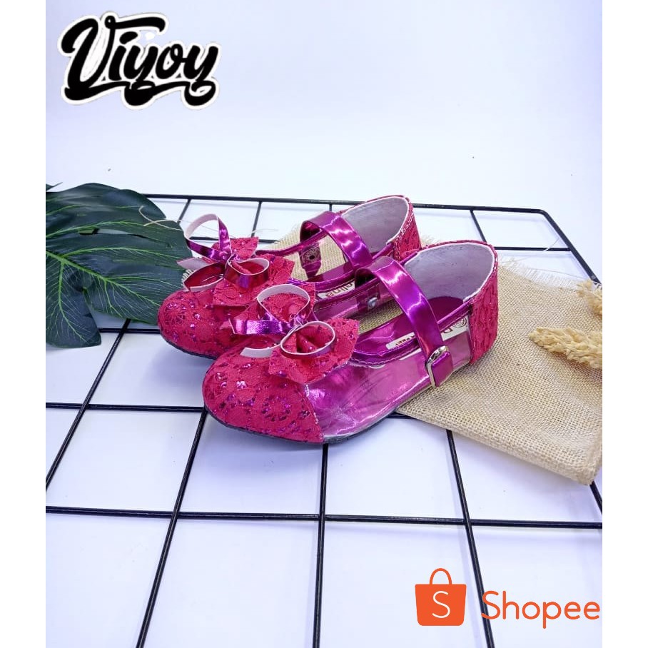 Viyoy Sepatu Balet Anak  Model Brukat Mika Pita Flatshoes Terbaru