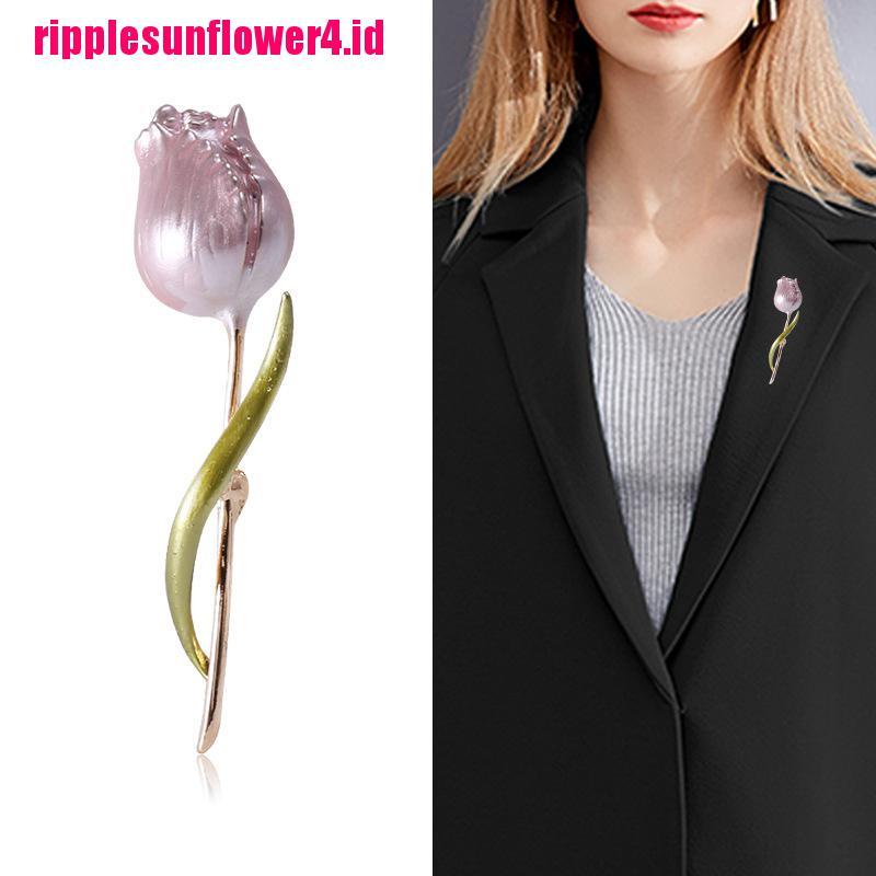 Bros Pin Enamel Bentuk Bunga Tulip