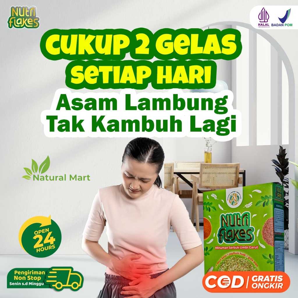 Paket Nutriflakes 3 Box - Original Minuman Umbi Garut Solusi Atasi Maag Kronis Asam Lambung Gerd Suplemen Makanan Diet Isi 280gr