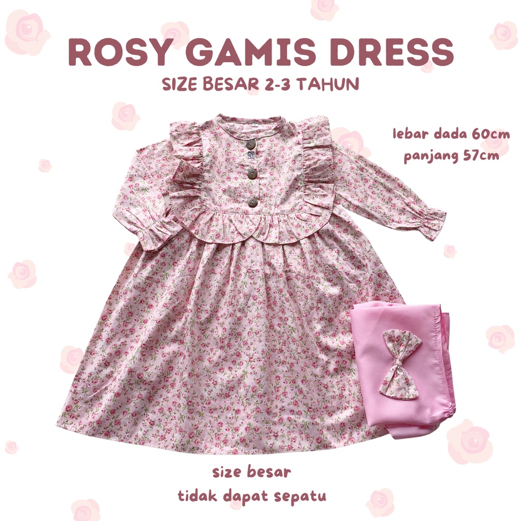 gamis anak perempuan balita 1-3 tahun katun jepang ROSY GAMIS DRESS SIZE BESAR motif bunga baju muslim anak perempuan cewek