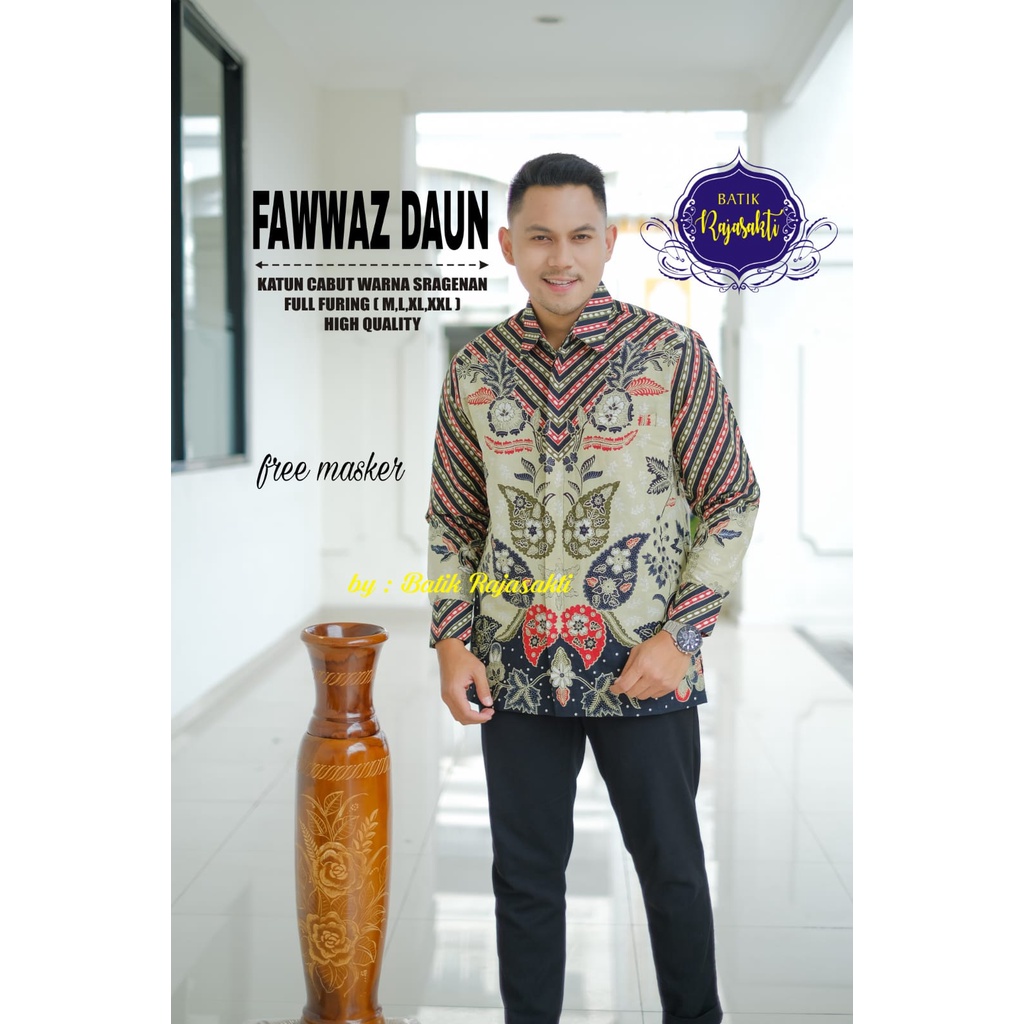 FAWWAZ DAUN RAJASAKTI KEMEJA BATIK SOLO PRIA LENGAN PANJANG LAPIS FURING ATASAN BATIK PREMIUM MODERN KATUN HALUS BAHUWIRYA  BANAMITRA BANAMITRA PUTIH BANGSAWAN BAYU PUTRA BERLIAN BIRU BHARATAYUDA BIMASENA BIRENDRA BIRU INDAH BRAHMAKERTA BRAHMAKERTA MERAH