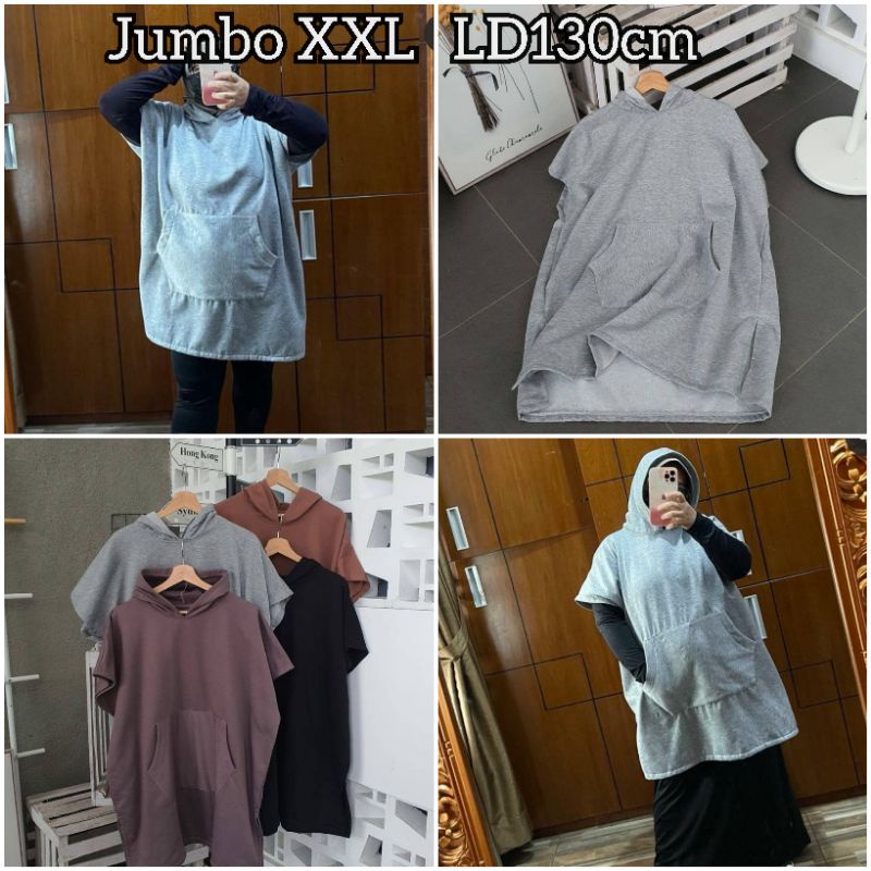 vest loong hoodie pocket jumbo XXL LD130cm/rompi ukuran jumbo big size/vest panjang hoodie wanita/ve