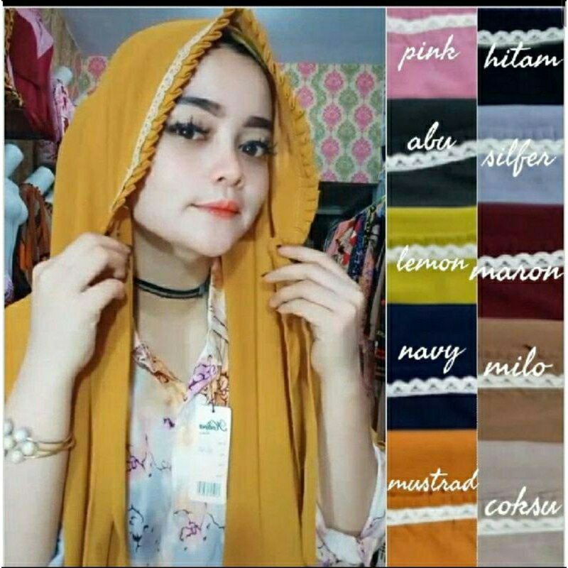 pasmina lipit kombinasi renda