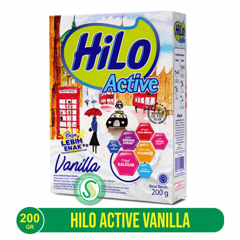 HiLo Active Vanilla 200gr - Susu Tinggi Kalsium Rendah Lemak