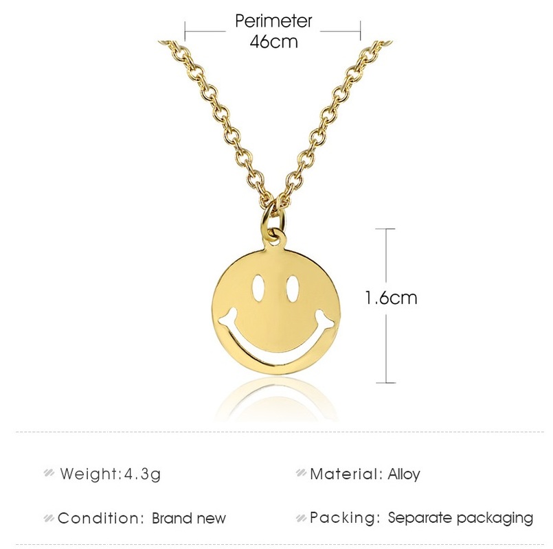 Kalung Rantai Klavikula Hias Liontin Smiley Model Rongga Warna Permen Gaya Hip Hop Untuk Wanita