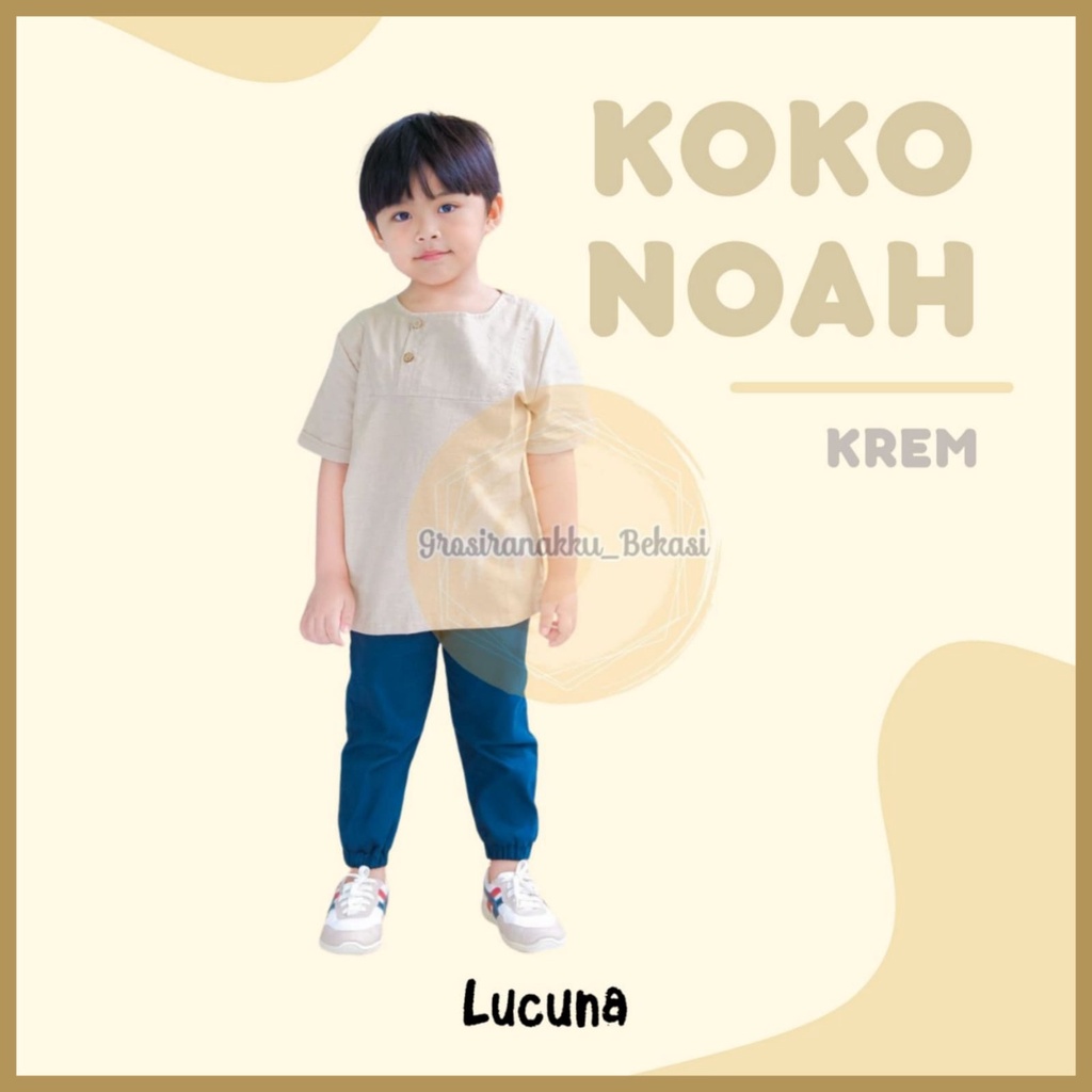 Koko Anak Noah Lucuna Linen Warna Krem 1-5tahun