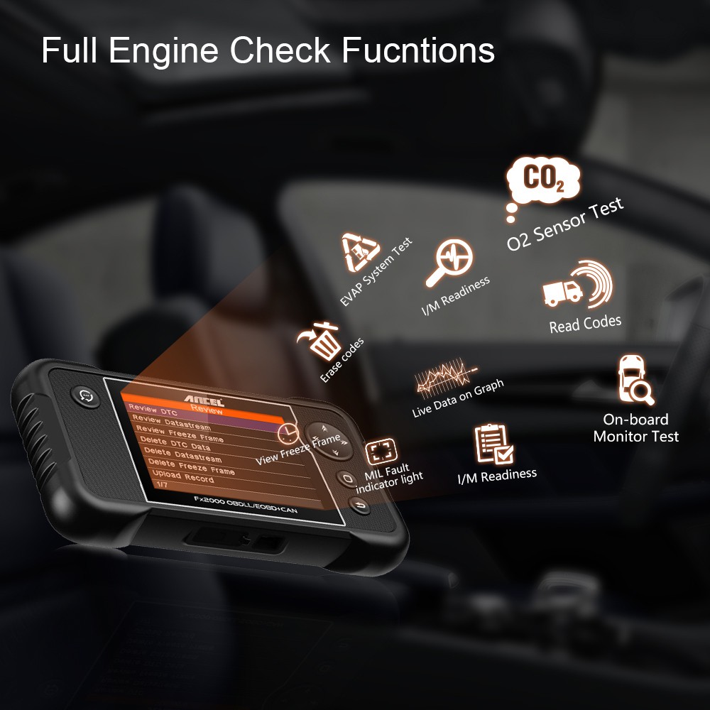 Ancel FX2000 OBD2/JOBD Scanner Car Scanner ABS SRS Airbag AT Gearbox Transmission Check Engine Clean Code Reader Automotive Auto Diagnostic Universal Scan Tool OBD 2 PK Launch CRP123X For All Cars-3