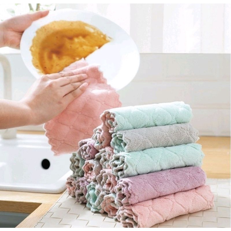 NEW Kain Lap Microfiber Cuci Piring Anti Minyak Dapur Tangan Serbaguna