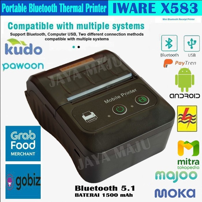 Printer Bluetooth Mini IWARE kode EPX583 EPX 583 X583 X 583 ANDROID (FREE KERTAS 1 ROLL) 5809 5811