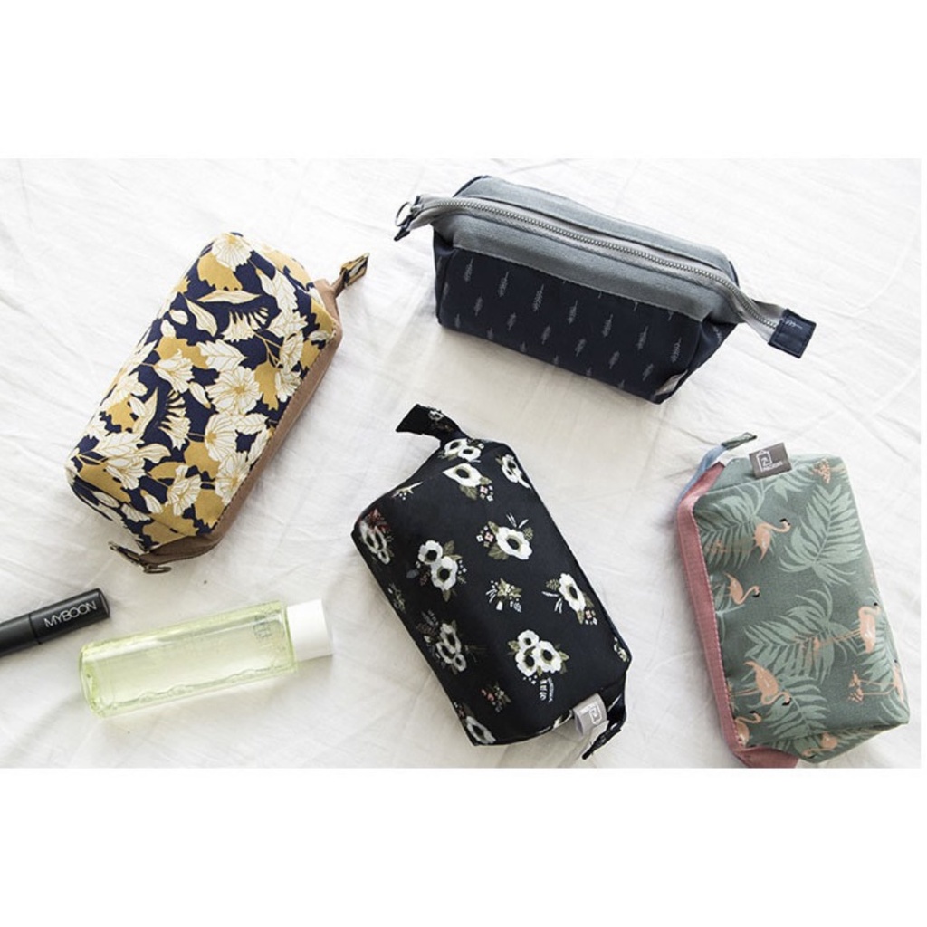 Pouch Organizer Kosmetik / Makeuo Motif Print Gaya Korea untuk Travel