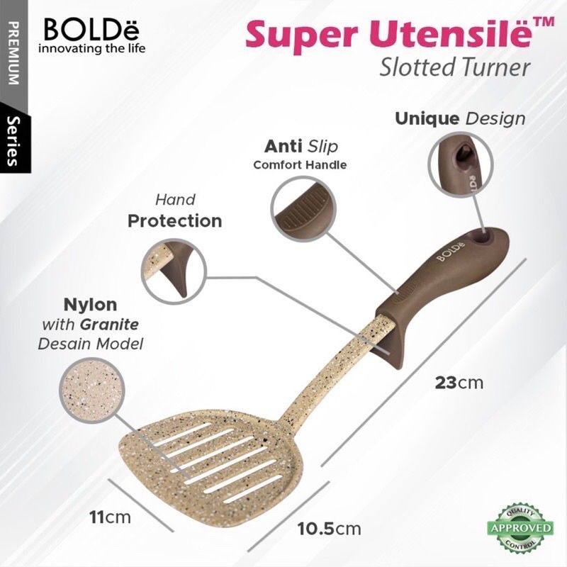 BOLDE SUPER UTENSILE SPATULA BIEGE SOTIL SUTIL SODET WAJAN NYLON SUTIL SKIMMER SLOTTED TURNER SOUP LADLE SPATULA