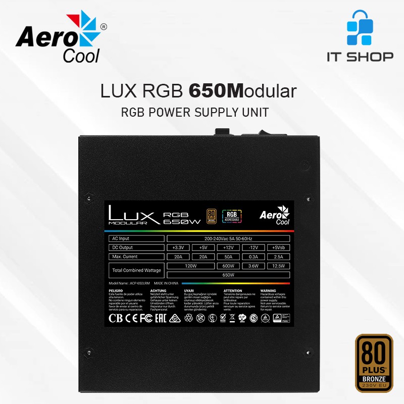 Aerocool Power Supply LUX RGB M 650W BRONZE Semi Modular