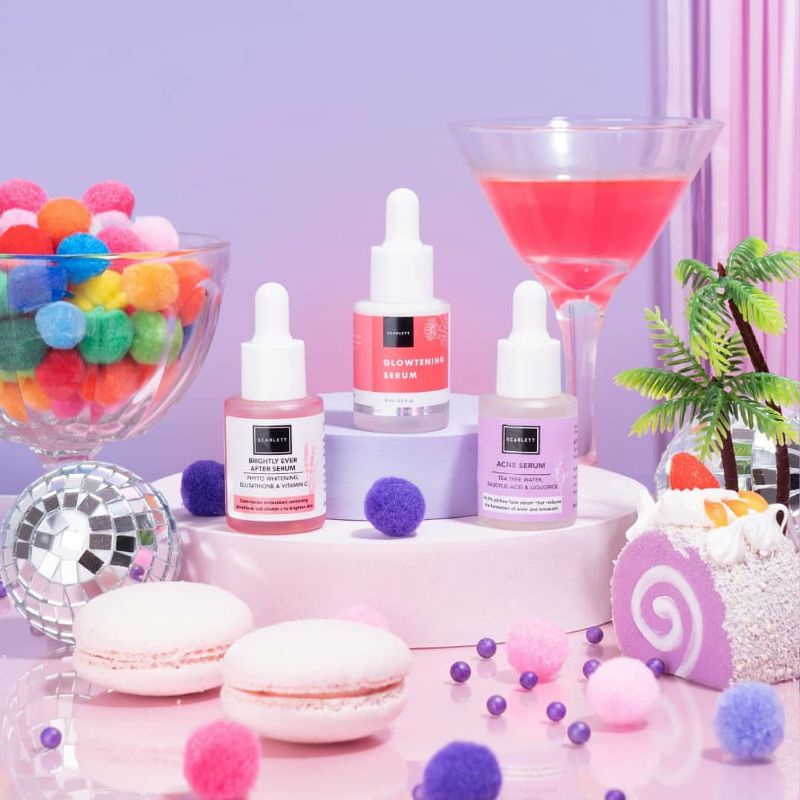 Scarlett Brightly / Acne Serum / Essence Toner / Day Night Cream / Glowtening / Facial Wash