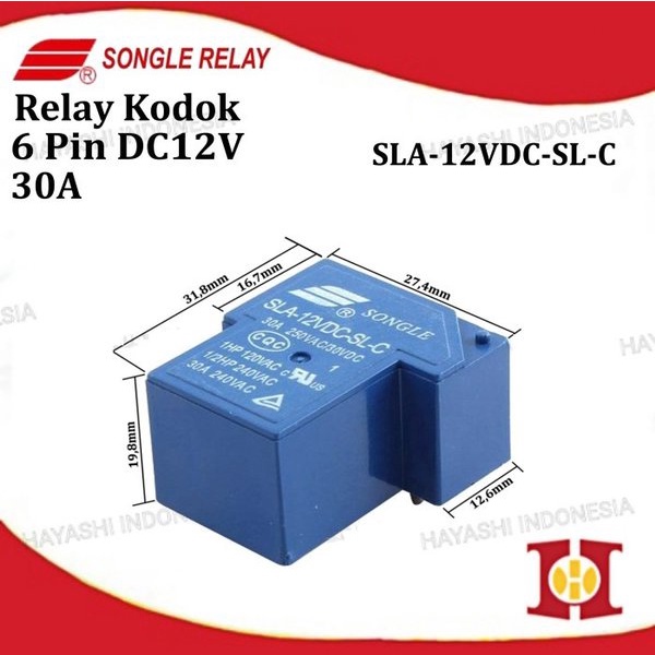 Relay PCB Songle DC 12 24V 5 6 Pin Kaki 12VDC SL-A SL-C Kodok Original