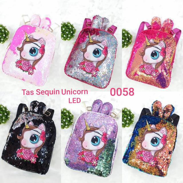 TAS RANSEL ANAK LUCU TAS RANSEL SEQUIN UNICORN TAS 