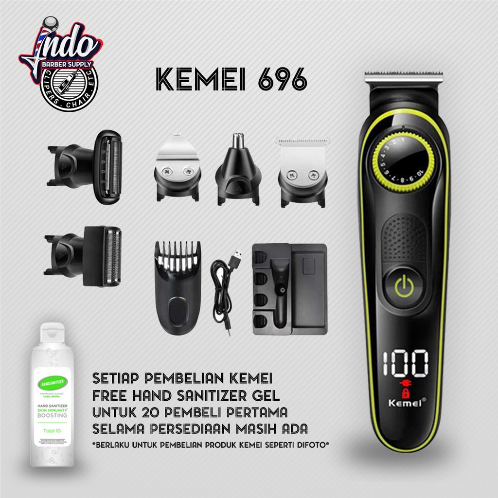 Kemei Alat Cukur Elektrik 5 in 1 Hair Trimmer Shaver - KM 696 Multifungsi