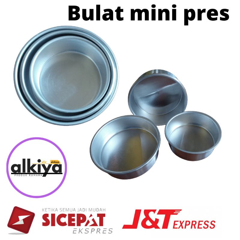 Loyang bulat pres 3 pcs beda ukuran aluminium mini