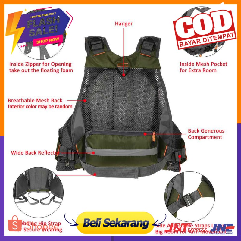 LIXADA Rompi Pancing Fishing Life Jacket Multi Slot - GDS09