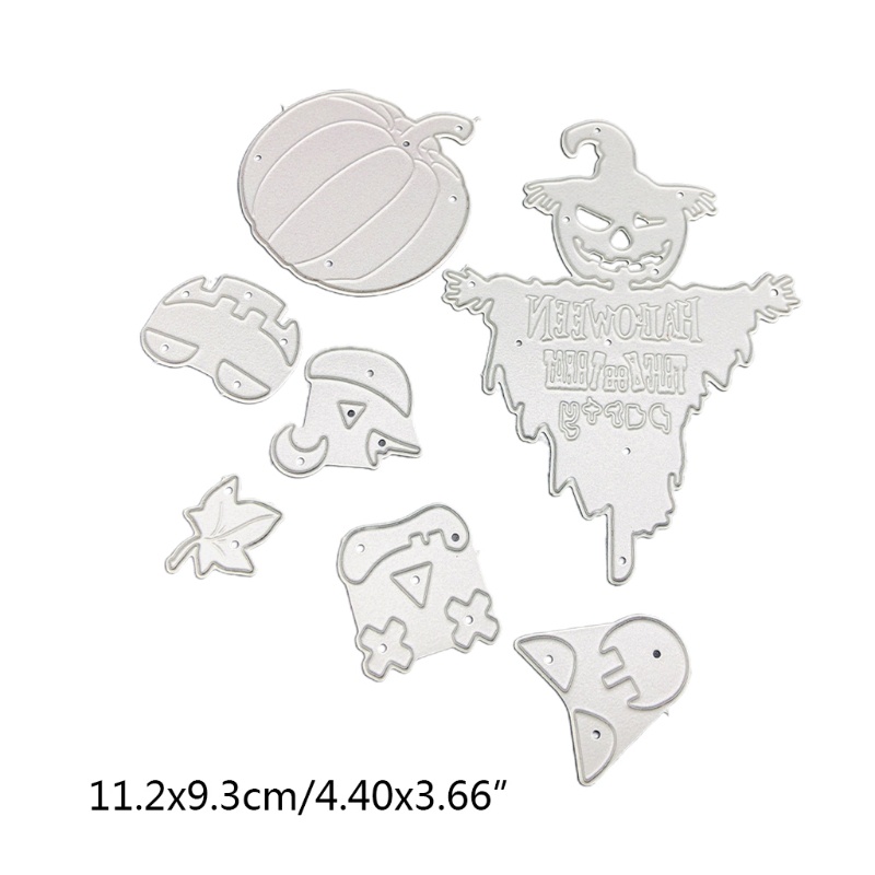 Cetakan Stensil Cutting Dies Motif Hantu Labu Halloween Bahan Metal Untuk Scrapbook / Craft DIY