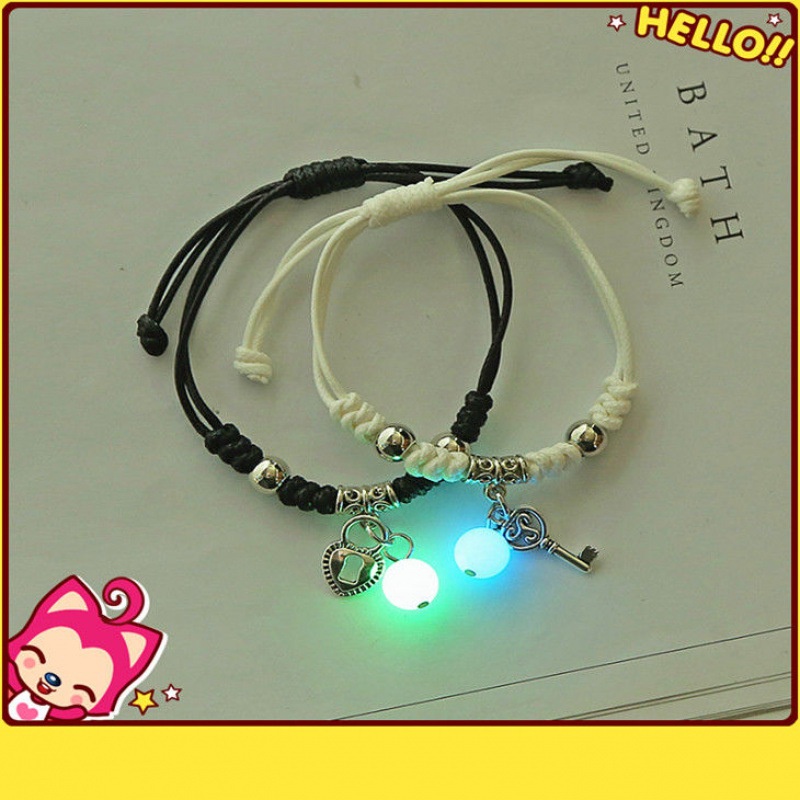 2pcs Gelang Tali Kepang Luminous Adjustable Untuk Pasangan / Sahabat