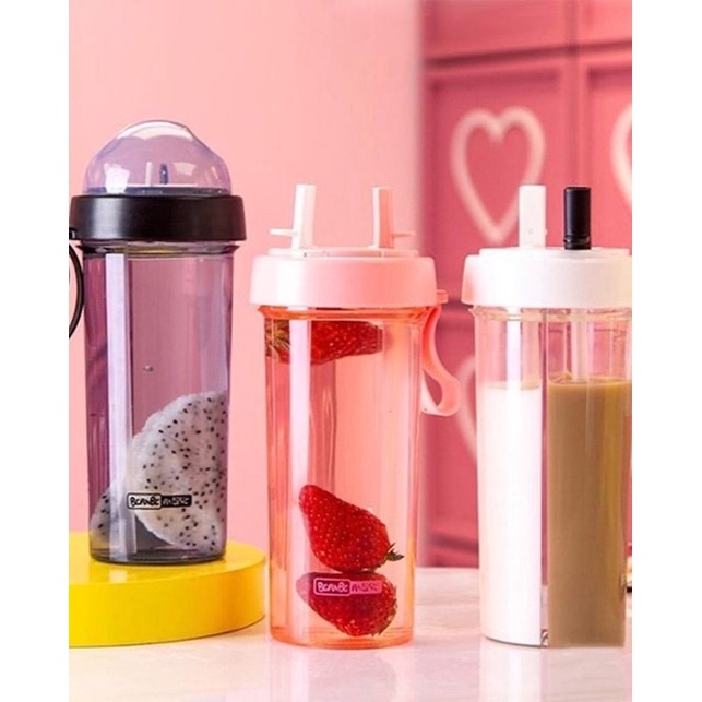 BOTOL AIR MINUM SEKAT 2 SISI DUET COUPLE PLUS SEDOTAN KUALITAS IMPORT