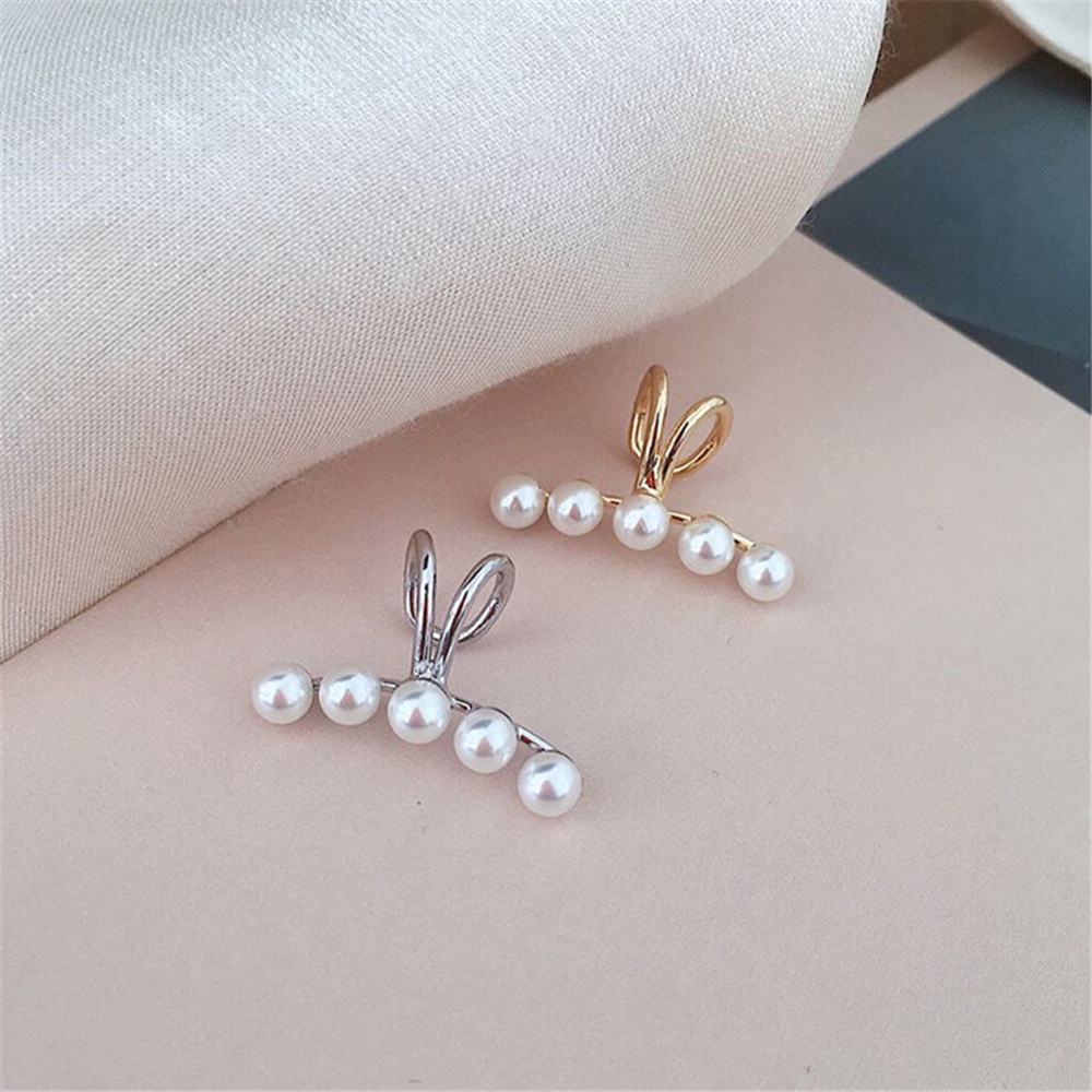 1pc Anting Klip Telinga Hias Mutiara Gaya Korea