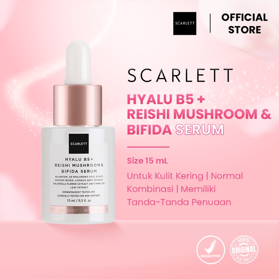 Scarlett Whitening Age Delay Hyalu B5 + Reishi Mushroom &amp; Bifida Serum - 15Ml