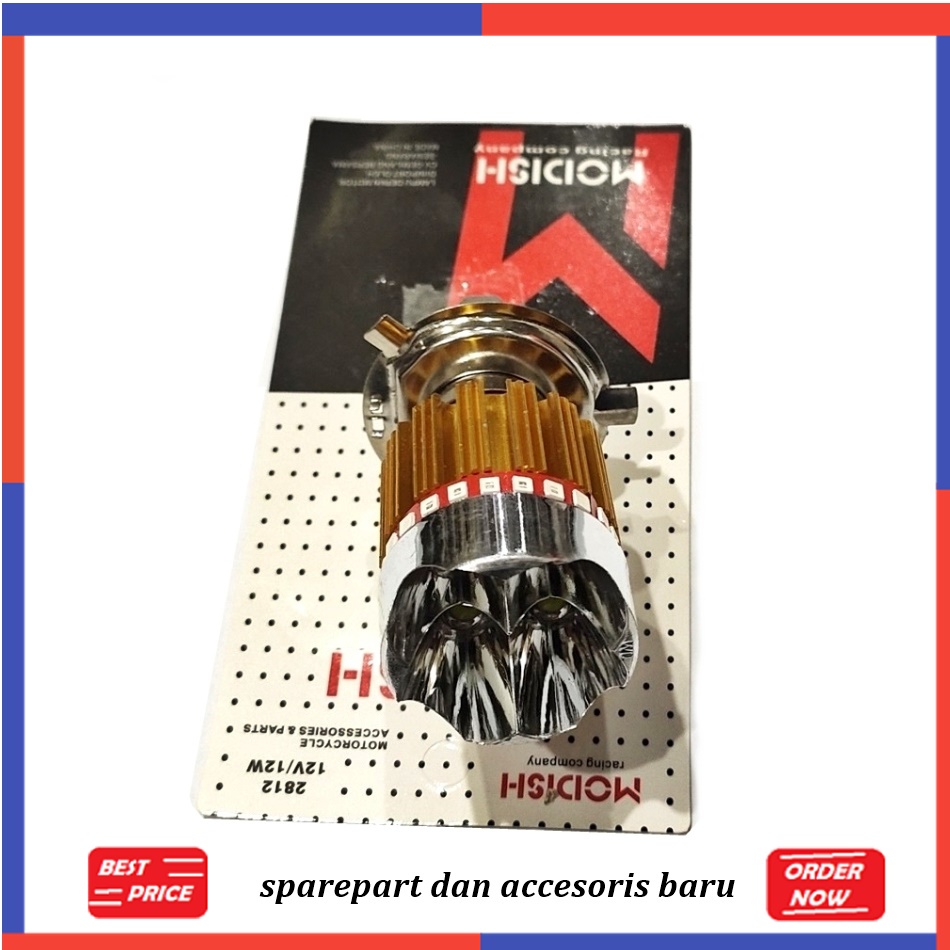 BOHLAM DEPAN CORONG 4 LED GOLD H4 2812 CR7RACING AKSESORIS MOTOR